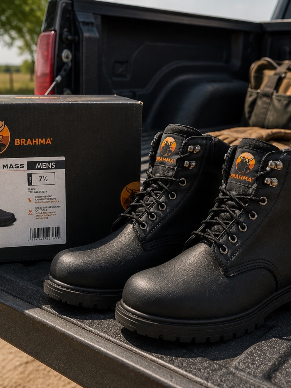 Brahma Mass Men’s Work Boots Black NIB Size 7.5 Oil Slip Resistant